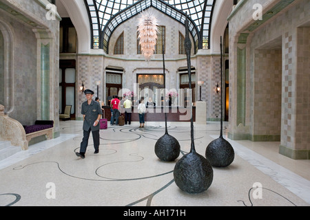 The entrance hall and lobby of the Four Seasons Hotel in Budapest Hungary Stock Photo