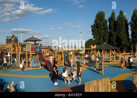 Children playing at playground in Hampstead Heath London England UK Stock Photo