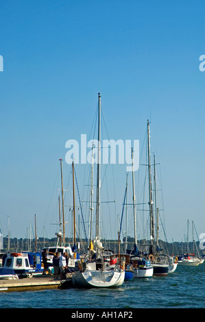 yachts and other pleasure craft moored at mylor marina near falmouth in cornwall,england Stock Photo