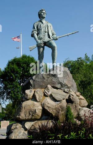 Memorial statue of Captain John Parker at Lexington Battle Green site of the beginning of the American Revolution