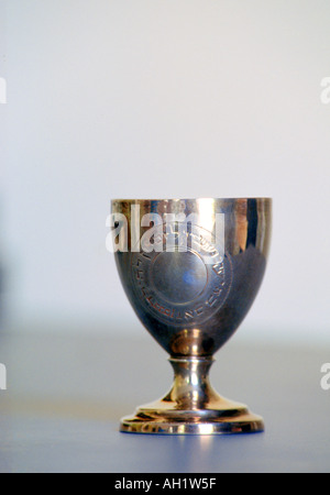 SIlver Kiddush Cup used for Shabbat and Jewish Festivals Stock Photo