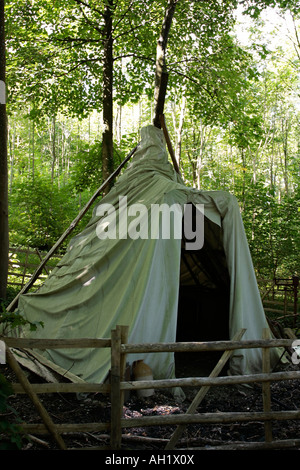 Charcoal burner's hut in woodland Stock Photo