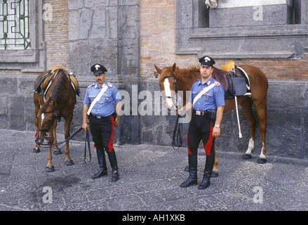Two mounted police officers in Naples Italy Stock Photo