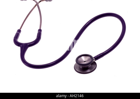 doctors stethoscope silhouetted on white background Stock Photo