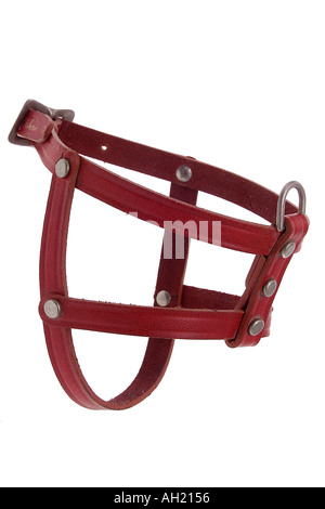 red dog harness silhouetted on white background Stock Photo
