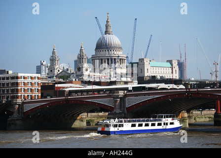 Blackfriars Bridge with St Paul's Cathedral behind, City of London, London, England, United Kingdom Stock Photo