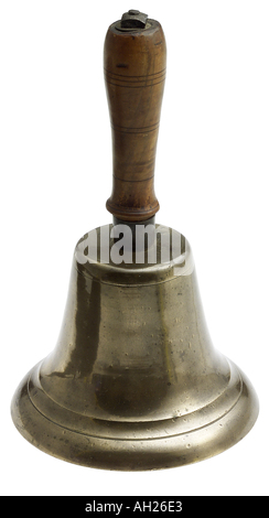hand bell silhouetted on white background Stock Photo