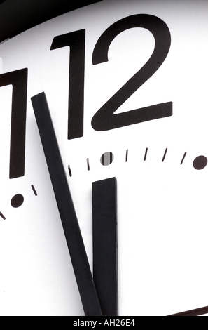 detail of a clock 11 57 eleven fifty seven silhouetted on white background Stock Photo