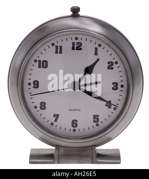 alarm clock one nineteen 1 19 silhouetted on white background Stock Photo