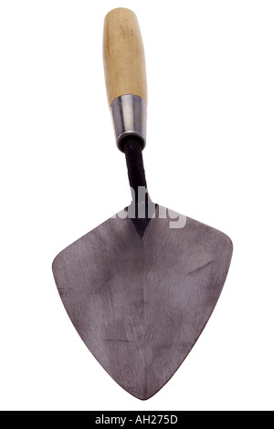 masonry cement trowel silhouetted on white background Stock Photo