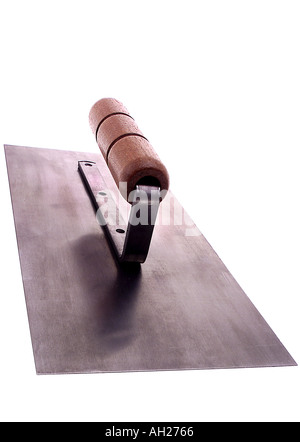 Silhouetted mason's tool on white background Stock Photo