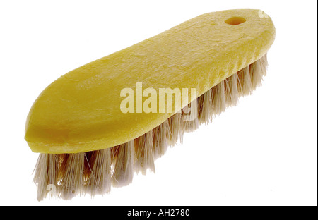 yellow scrub brush silhouetted on white background Stock Photo