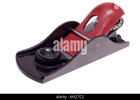 Carpenters' block plane silhouetted on a white background Stock Photo