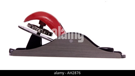 Carpenters' block plane silhouetted on a white background Stock Photo