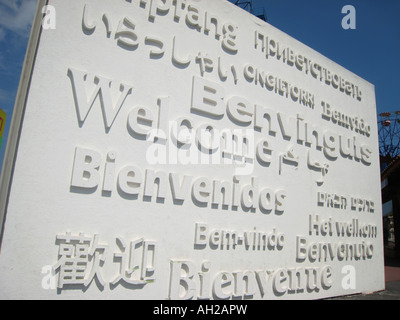 welcome sign Tibidabo Barcelona Spain Stock Photo