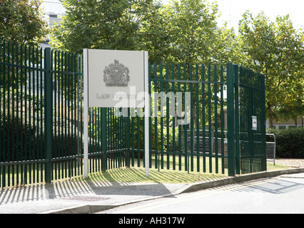 Sign outside Crown Courts Magistrates Court next to Belmarsh Prison Woolwich South East Greater London SE SE18 UK Stock Photo