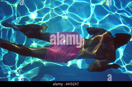 Swimmer Underwater Stock Photo