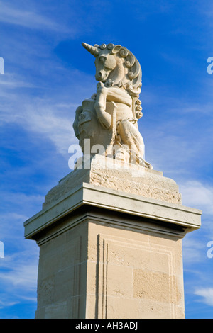 Unicorn statue on Portsmouth Naval Memorial Southsea Hampshire England UK  built by Commonwealth War Graves Commission Stock Photo