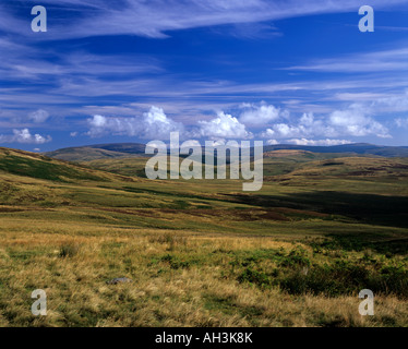 The Cheviot Hills in Northumberland National Park from near Chew Green Stock Photo