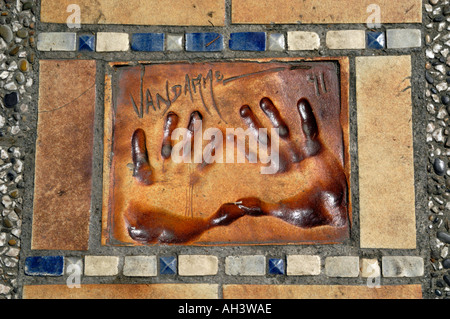 Jean Claude Van Damme handprints on the Allée des Stars Stock Photo