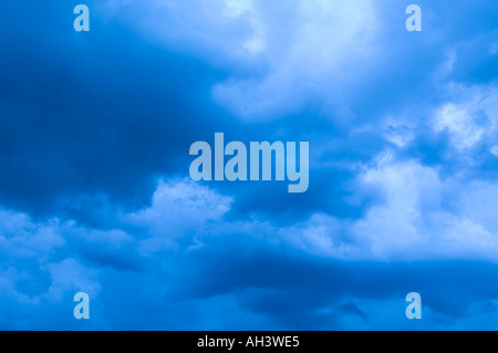 stormy cloudy sky at dusk Stock Photo