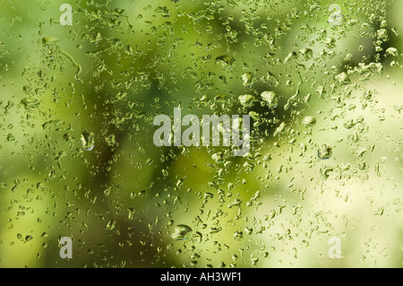 raindrops on window Stock Photo