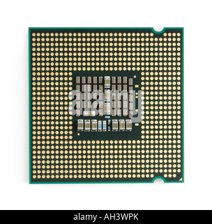 Intel Core 2 Quad Q6600 CPU Quad core computer processor closeup LGA775 socket contacts Stock Photo