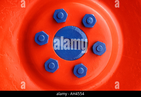 Painted Wheel on a Classic Tractor Stock Photo