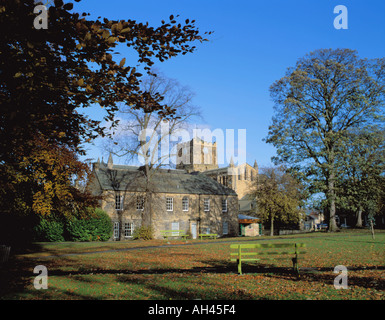 Picturesque Hexham Abbey seen from the south west in autumn, Hexham, Northumberland, England, UK. Stock Photo