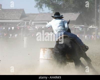 A rear view of a rodeo barrel racer Stock Photo - Alamy