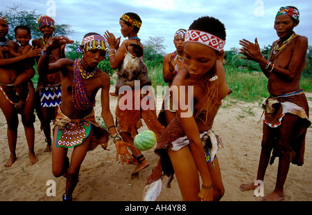 San Bushmen Dancing Kalahari Desert Namibia Stock Photo