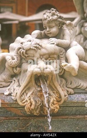 DETAIL OF NEPTUNE FOUNTAIN IN PIAZZA NAVONA, ROME,ITALY