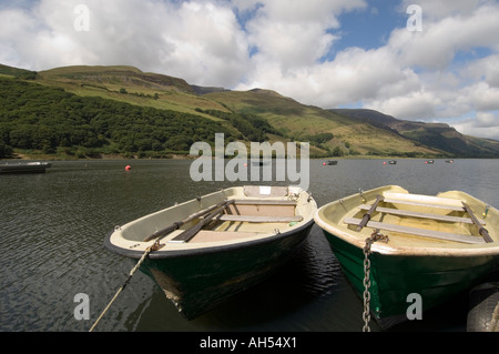 Rowing boats on Tal y Llyn lake, Snowdonia National Park , near Dolgellau Gwynedd Wales Cymru UK Stock Photo