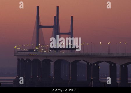 New Severn Bridge at sunset Avon England Stock Photo