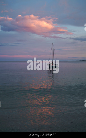 A local fishing dhow moored in Pangane bay. Quirimbas Archipelago, Mozambique, Africa Stock Photo