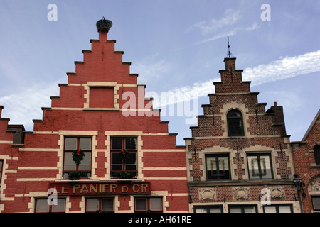 Roof tops in the Markt Square in Bruges Stock Photo