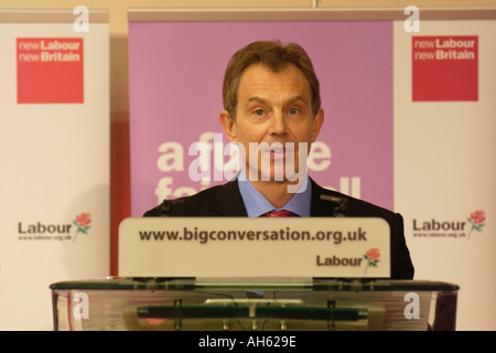 Tony Blair launches the Big Conversation a Labour Party campaign in Newport South Wales Gwent UK Stock Photo