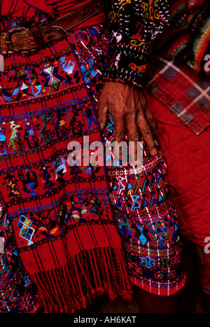 Close up of man wearing traditional clothing near Lake Atitlan Guatemala Stock Photo