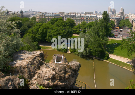 View from the Belvedere (or Temple) of Sybil, Parc des Buttes Chaumont, Paris, France Stock Photo