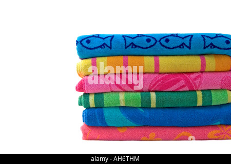 Summer abstract of stacked beach towels Stock Photo