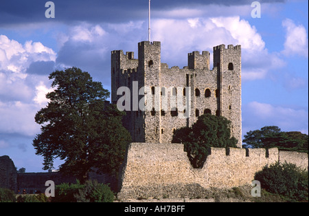 Rochester Castle viewed from across the River Medway Kent UK Stock Photo