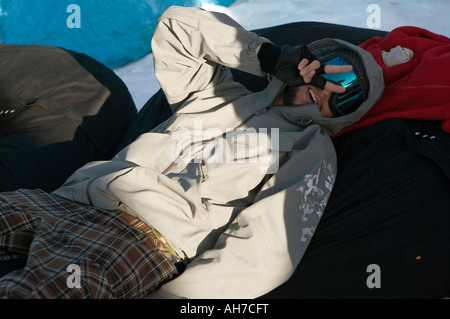 Young man lying down Stock Photo
