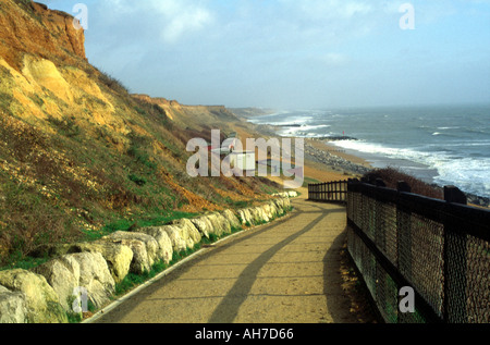 Eroding cliff and hard coastal defences at Barton on Sea, Hampshire, England, UK Stock Photo