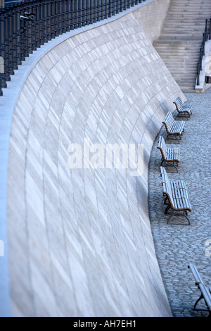 Spreebogen Park on the Berlin Hauptbanhoff side of the Spree river Berlin Germany Berlin Germany Europe Spreebogen Park Spree Ri Stock Photo