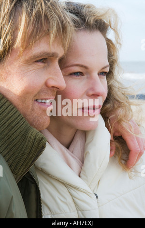 Close-up of a mid adult couple on the beach Stock Photo