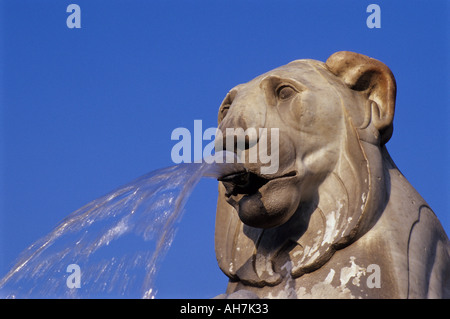 Lion Fountain at Piazza del Popolo in Rome, Italy Stock Photo