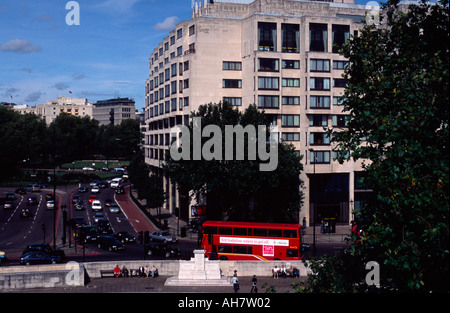 View of Park Lane from the top of Wellington Arch Hyde Park London England UK Stock Photo