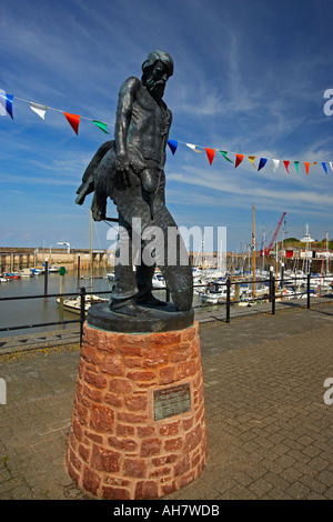 Statue of the Ancient Mariner in Watchet Harbour Somerset Stock Photo