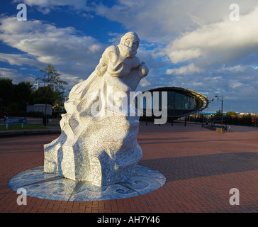 Mosaic Sculpture of Captain Scott next to the Exhibition Centre in Cardiff Bay, Cardiff, Wales, UK Stock Photo