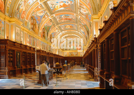 San Lorenzo de El Escorial,  Madrid Province, Spain.  The library in El Escorial monastery.